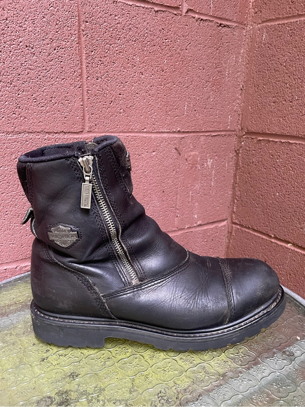 Harley-Davidson Black Double Zip Boots Size 10.5 D Men’s